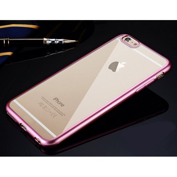 Wholesale Apple iPhone 6s 6 4.7 Crystal Clear Electroplate Hybrid Soft Case (Rose Gold)